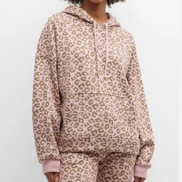 NWT UGG Kes Leopard Print Pink Fleece Dolman Long Sleeve Hoodie size L - Picture 1 of 16